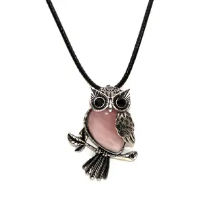 Collar Buho Cuarzo Piedra Rosa