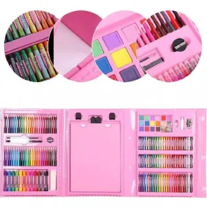 Set De Arte Maleta Niños 208 Piezas Rosa