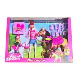 Muñeca Jineta Caballo Cuidado Accesorios