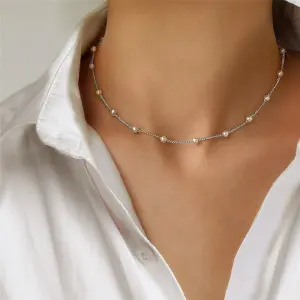 Cadena Collar Para Mujer Perla