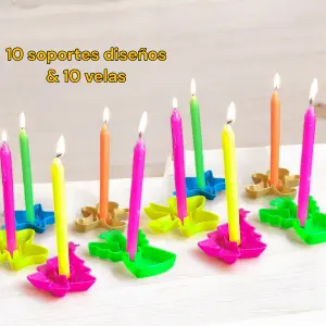 10 velas y 10 Soportes diseños
