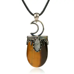 Collar Media Luna Cuarzo ojo de tigre
