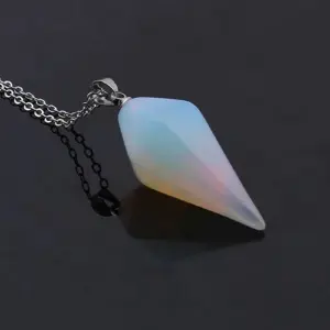 Collar Péndulo Cuarzo Piedra Luna Acero