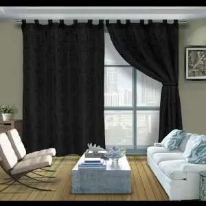 set x 2 cortinas yacard 220x280 cm Negra