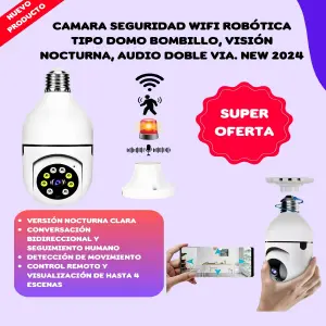 Cámara de Seguridad 360° con Foco Inteligente - CAMARA MINI DOMO 1080P BOMBILLO UN LENTE