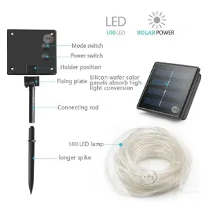 MANGUERA 100 LED PANEL SOLAR 10 MTS: Ilumina tu espacio con energía solar - MANGUERA 100 LED  PANEL SOLAR 10 MTS