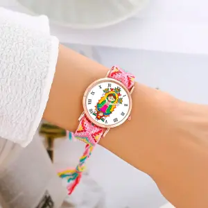 Reloj Virgen Guadalupe Dorado Tejido Art