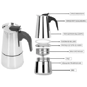 Cafetera Italiana En Acero Inoxidable 9T