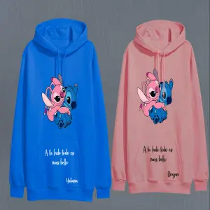 Buzo, Buso Hoodie Parejas Stitch y Angel