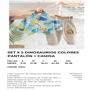 CONJUNTO DINO PANTALON Y CAMISA BOTONES