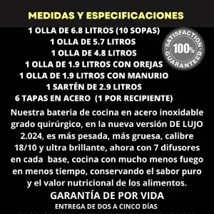 BATERIA DE COCINA 12 PIEZAS + 5 CREMAS D