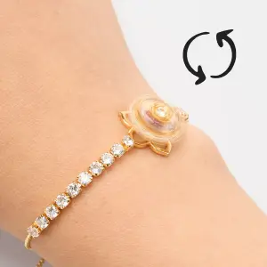 Pulsera Piedras swarov+Dije Giratorio