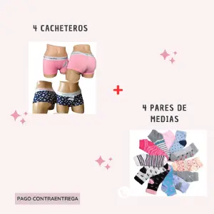 4 CACHETEROS CALVIN  + 4 PARES DE MEDIAS