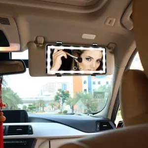 espejo luz led recargable visera carro