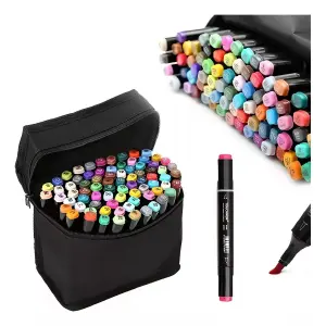 Kit de 80 Plumones Marcadores + Estuche: ¡Libera tu creatividad! - Kit 80 Pcs Plumones Marcadores + estuche