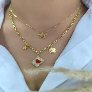 collar doble en rodio de dama