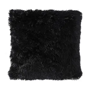 Cojin x2 Decorativo Peludo Negro