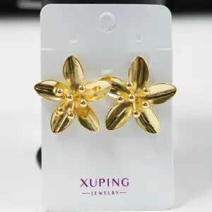 ARETES RODIO FLORES DORADO