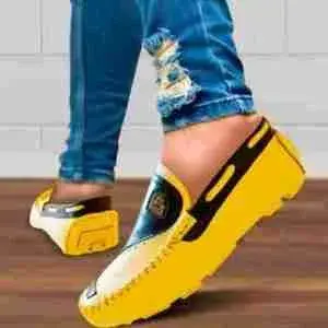 Zapato 100% Cuero Amarillo Negro