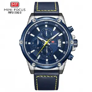 MF0175G-3 MINI FOCUS CUERO AZUL HOMBRE: Elegancia y Estilo en tu Muñeca - MF0175G-3 MINI FOCUS CUERO AZUL HOMBRE