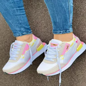 Tenis Puma Zigzag Blanco Amarillo Dama