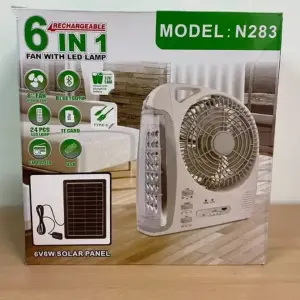 Ventilador Recargable Panel Solar 6 En 1