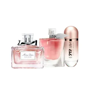 3x, 212 rose, vida bella, miss dior