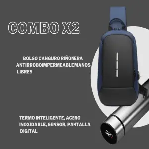COMBO MALETA ANTIRROBO Y TERMO DIGITAL