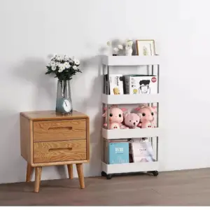 Estante tipo carrito multiusos de 4 niveles: ¡Organización y estilo al alcance de tu mano! - Estante tipo carrito multiusos de 4 nive
