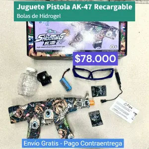 JUGUETE PISTOLA HIDROGEL RECARGABLE AK-4