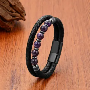Manilla Pulsera En Cuero Trenzado