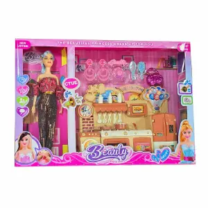 Muñeca Vestido Moda Cocina Completa Neve