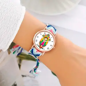 Reloj Virgen Guadalupe Dorado Tejido Art
