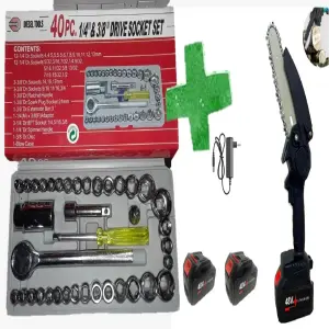 Mini Motosierra + Juego de 40 Brocas: ¡La Combinación Perfecta! - Mini motosierra + Juego raches 40 Piezas