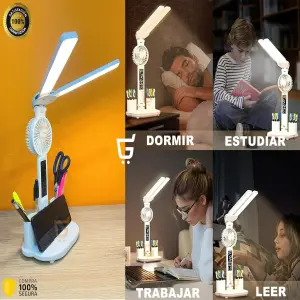 Lámpara LED de Mesa con Mini Ventilador: Ilumina y Refresca tu Espacio - Lámpara LED De Mesa con Mini Ventilador