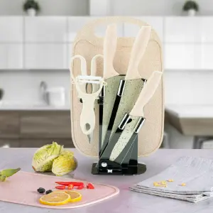 Set X7 Utensilios Cuchillos Cocina Beige