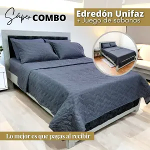 Combo edredón unifaz + juego de sábanas