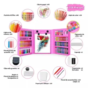Set De Arte Maleta Niños 208 Piezas Azul