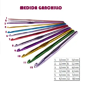 Agujas Crochet x 12 Metálicas