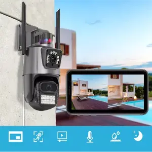 Cámara Ip Exterior Doble 1fija 1robotica