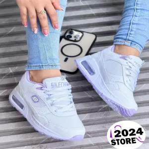 Tenis Skecher Dama Blanco Violeta Bh