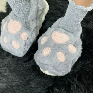 Pantuflas Babucha Peluche Huella Gato