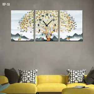 RELOJ PARED ESTILO POLIPTICO 3 PIE RP-18: Elegancia y Precisión en tu Hogar - RELOJ PARED ESTILO POLIPTICO 3 PIE RP-18