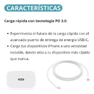 Cargador Iphone 15 Carga Rapida 2024