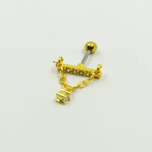 PIERCING DORADO CADENAS Y CRISTAL