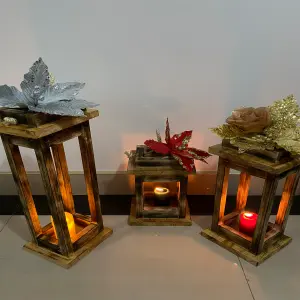 FAROLES EN MADERA ( Edicion navideña )