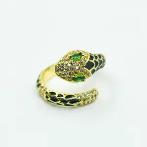 ANILLO DORADO SERPIENTE NEGRA