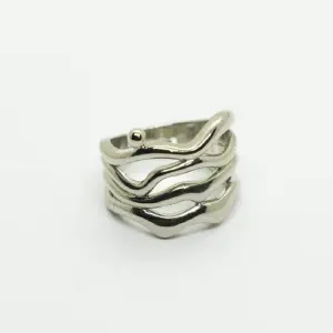 ANILLO PLATEADO CHUNKY OLAS