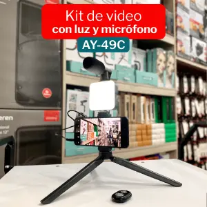 KIT DE VIDEO TRIPODE/MICROFONO/LUZ AY49C