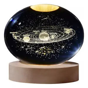 Lampara De Cristal Bola 3d Sistema Solar